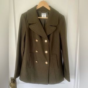 Old Navy Forest Green Wool Pea Coat Size Medium Tall